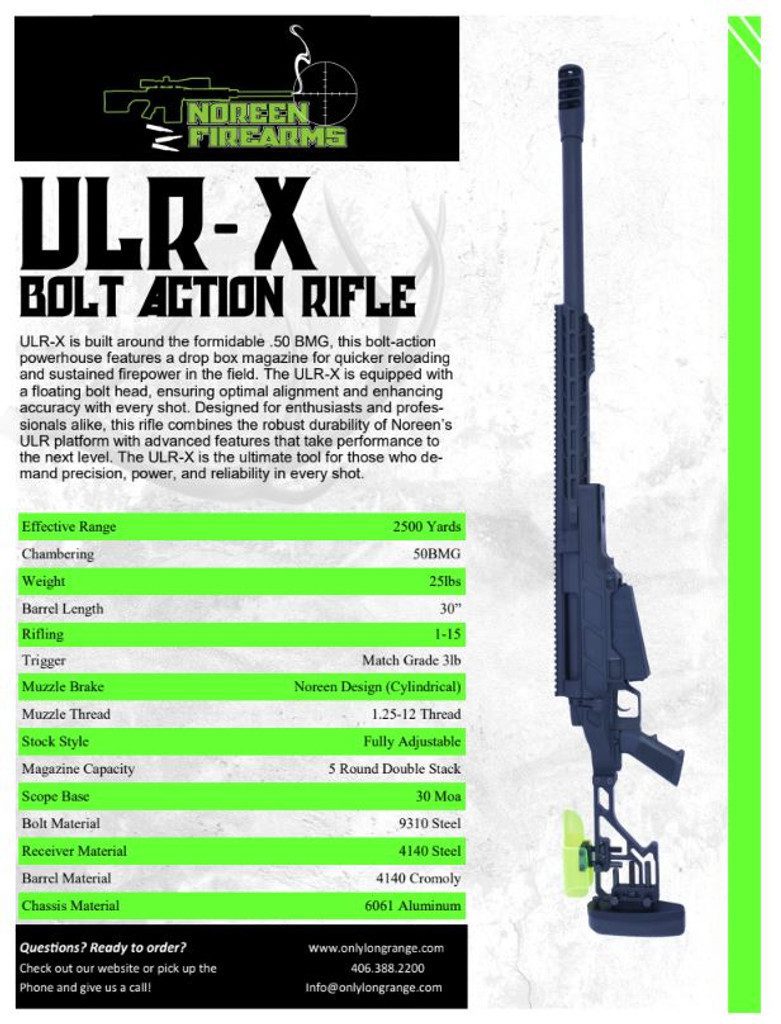Noreen Firearms ULRX-50BMG Noreen Firearms ULR-X Bolt Action Rifle