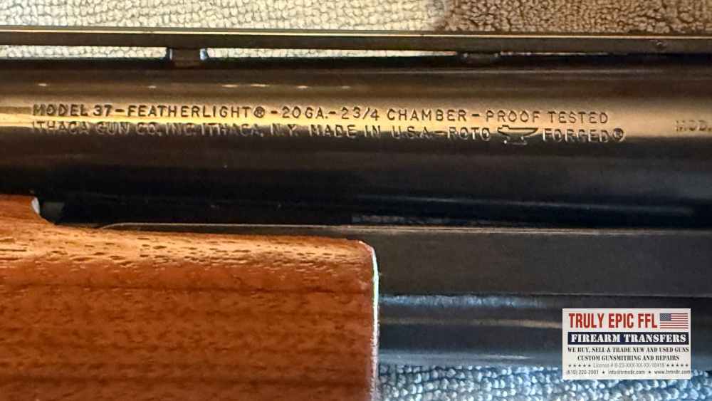 Ithaca Model 37 Featherlight 20 Gauge Pump Action Shotgun Ithaca Model 37 Featherlight 20 Gauge Shotgun