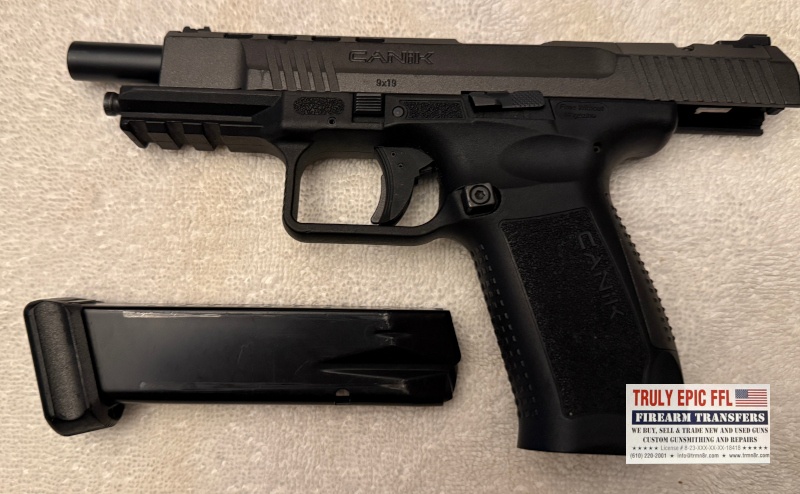 Canik TP9 SFx 9mm Pistol – Like New Condition Canik TP9 SFx 9mm pistol in like-new condition with its distinctive optic-ready competition-style configuration.