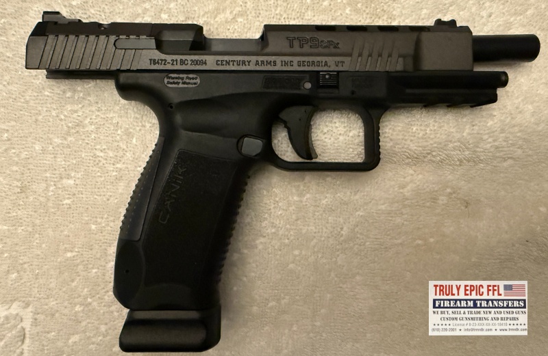 Canik TP9 SFx 9mm Pistol – Like New Condition Canik TP9 SFx 9mm pistol in like-new condition with its distinctive optic-ready competition-style configuration.