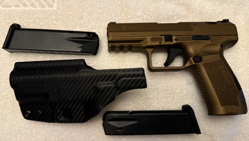 Canik TP9 DA 9mm Pistol – Like New – Two 18-Round Magazines & Original Case Canik TP9 DA 9mm pistol in like-new condition with two 18-round magazines and original factory case.