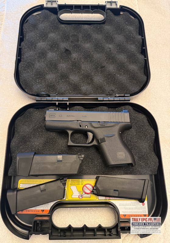 Glock 43 9mm Pistol – Very Good Condition – Original Factory Box Glock 43 9mm Pistol – Very Good Condition – Original Factory Box