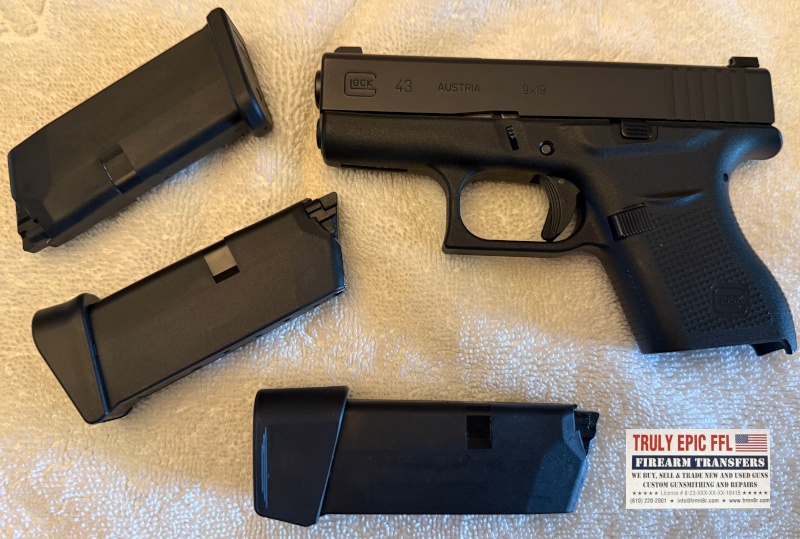 Glock 43 9mm Pistol – Very Good Condition – Original Factory Box Glock 43 9mm Pistol – Very Good Condition – Original Factory Box