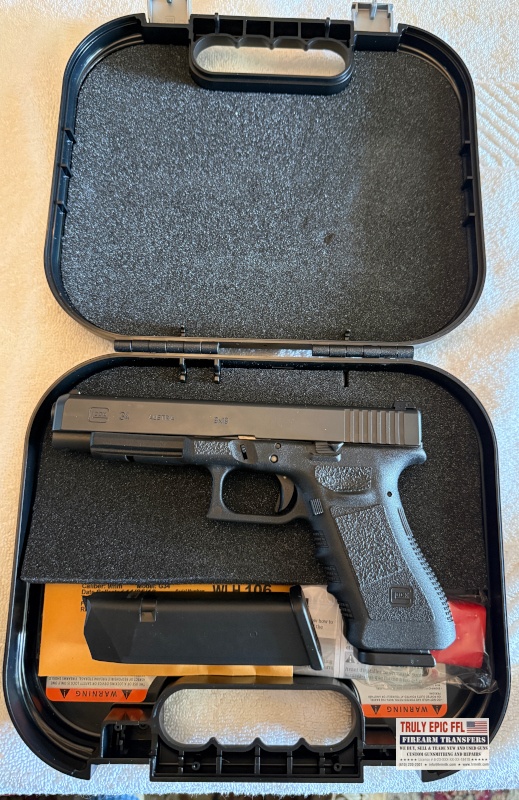 Glock G34 9mm Brand New – Factory Case & 2 Magazines Glock G34 9mm pistol with factory case and two 17-round magazines