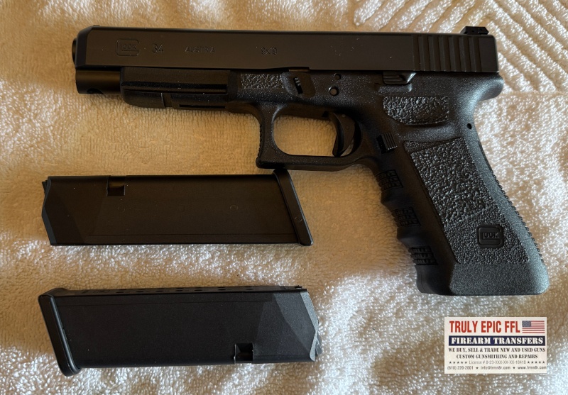 Glock G34 9mm Brand New – Factory Case & 2 Magazines Glock G34 9mm pistol with factory case and two 17-round magazines